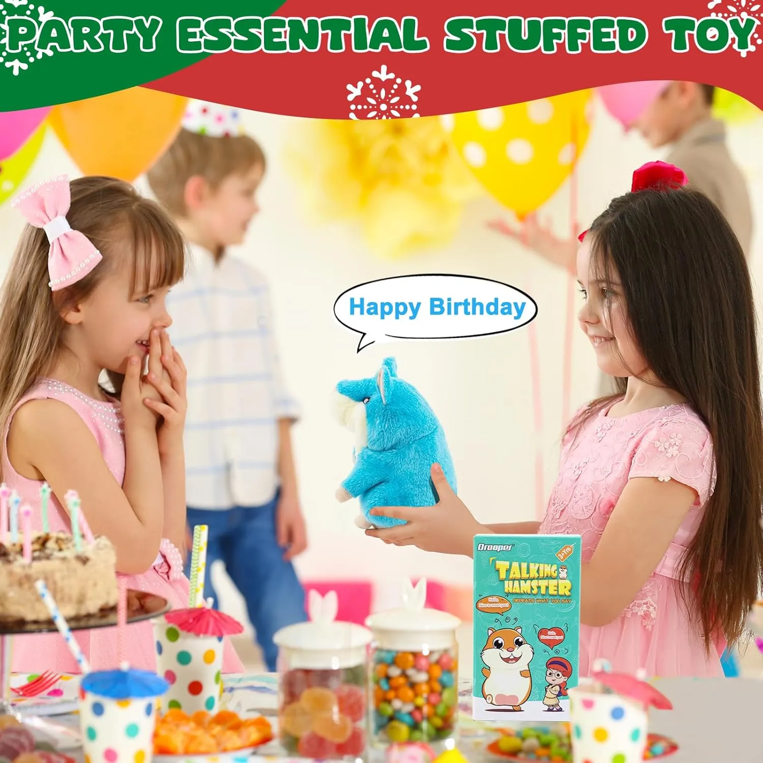 Talking Hamster - Stuffed Animals Toy for Kids 2 3 4 5 6 Year Old, Repeats What You Say - Toddler Interactive Plush Toys, Birthday Gifts for Boys Girls 2 Years and Up