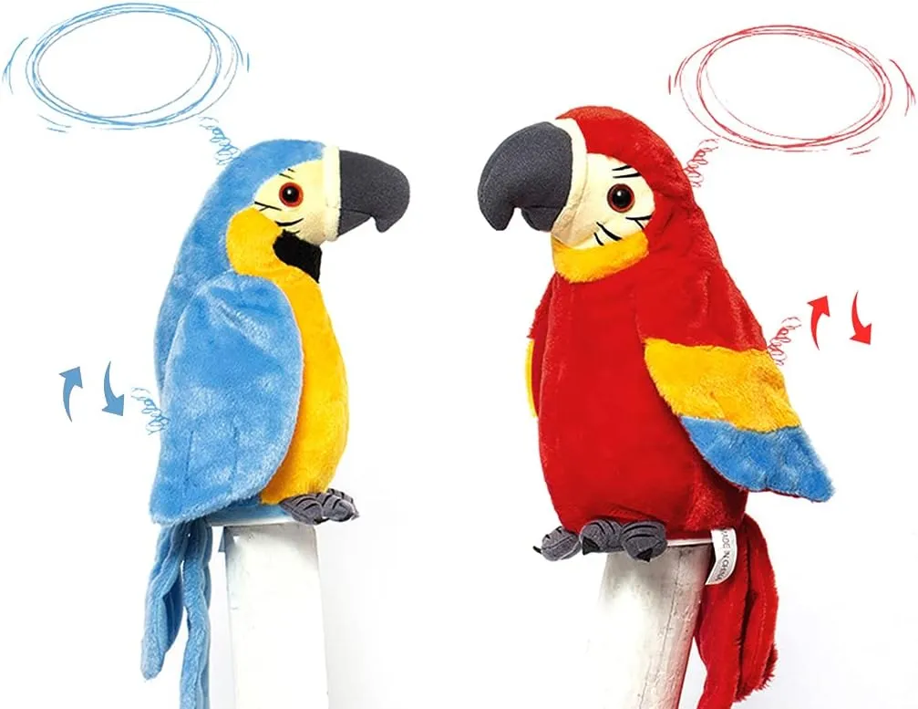 Talking Parrot Speaking Parrot Record Repeats Toy Talking Stuffed Animal Waving Wings Interactive Plush Toy Birthday Gift (Blue)