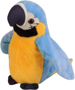 Talking Parrot Speaking Parrot Record Repeats Toy Talking Stuffed Animal Waving Wings Interactive Plush Toy Birthday Gift (Blue)