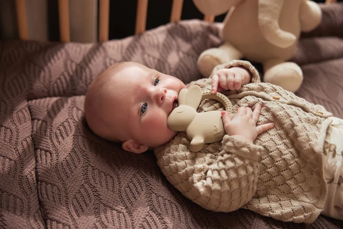 Teething Ring Rubber Bunny - Nougat