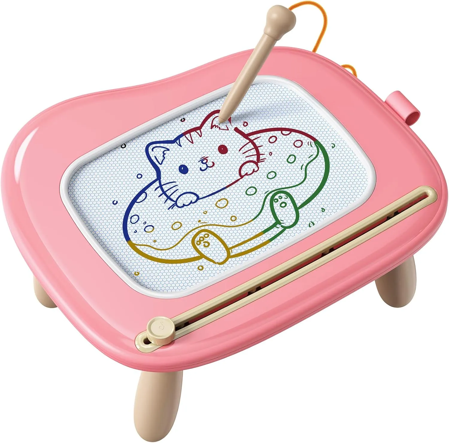 TEKFUN Magnetic Drawing Board, Magic Doodle Pad Reusful Sketch Doodle Pad with Sturdy Legs, Entertainment Sensory Toys Birthday for 1 2 3 Years Old Girls Boys