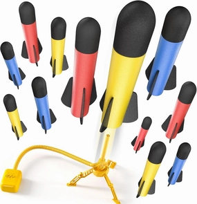 TEMI Rocket Launcher for Kids, 12 Foam Rockets and Launcher Pad, Launch up to 100 ft, Kids Outdoor Toys, Birthday Gift Toys for Kids Boys Girls Age 3 4 5 6   Years Old