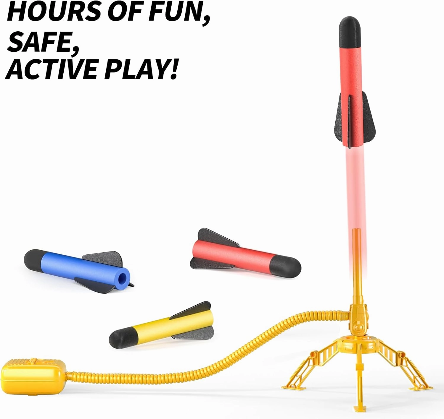TEMI Rocket Launcher for Kids, 12 Foam Rockets and Launcher Pad, Launch up to 100 ft, Kids Outdoor Toys, Birthday Gift Toys for Kids Boys Girls Age 3 4 5 6   Years Old