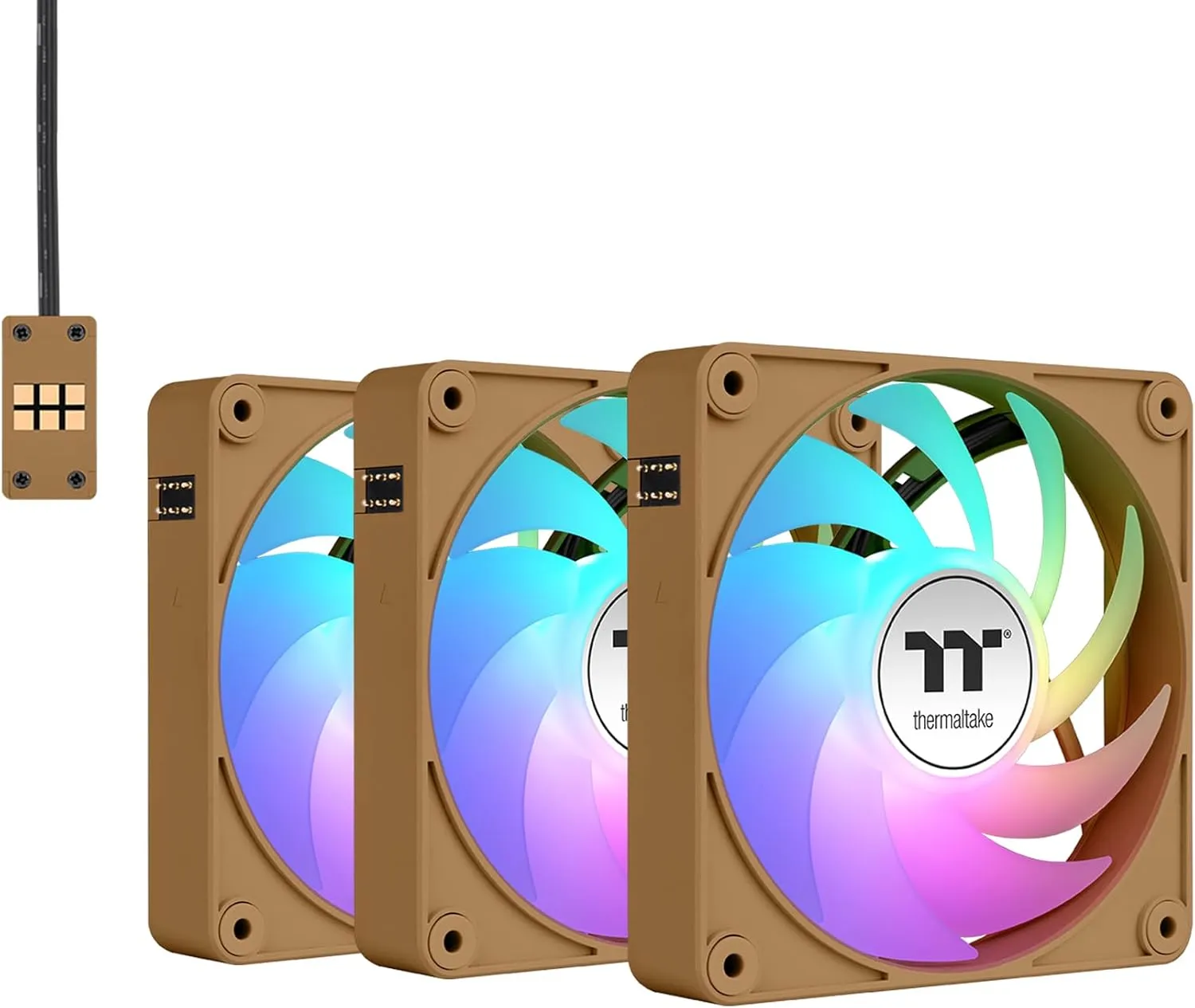 Thermaltake CT140 EX Reverse ARGB Sync PC Cooling Fan 3 Pack, 500~1800 RPM, 5V Mobo Sync, 16.8 Million Colors 9 LEDs, MagForce 2.0 Connectors, Hydraulic Bearing, Gravel Sand, CL-F228-PL14GS-A