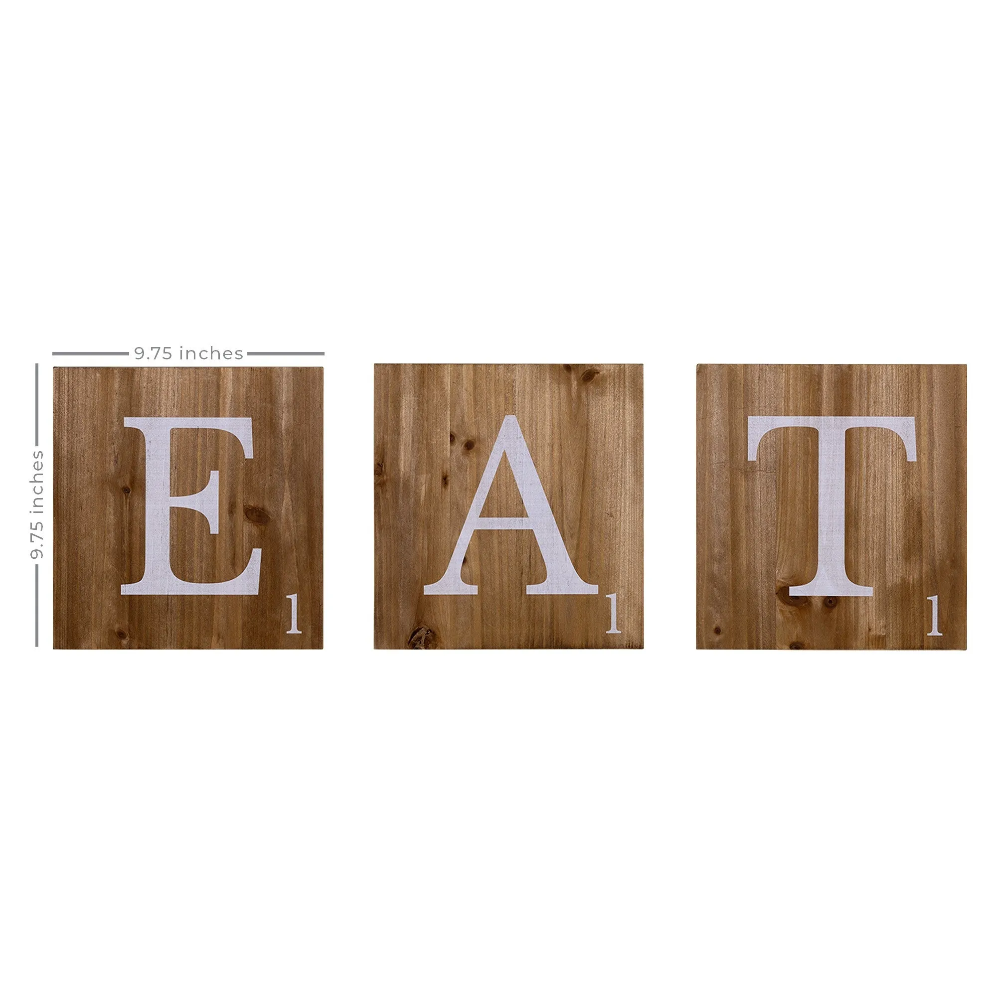 Three Wooden Tile Eat Wall Art