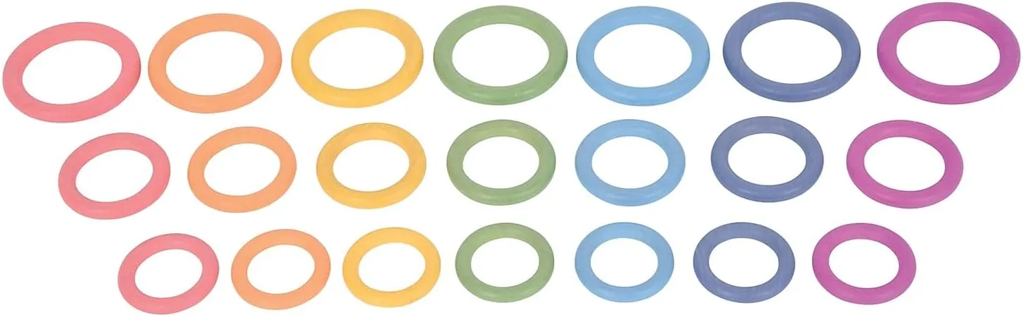 TickiT-73977 Rainbow Wooden Rings - Set of 21 - 3 Sizes - Counting and Sorting Rings - Loose Parts Wooden Toy for Babies and Toddlers 10m  - Inspire Curiosity and Open-Ended Play