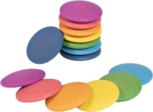 TickiT-73997 Rainbow Wooden Discs - Set of 14 - Loose Parts Wooden Toy for Babies and Toddlers 10m  - Inspire Curiosity and Open-Ended Play