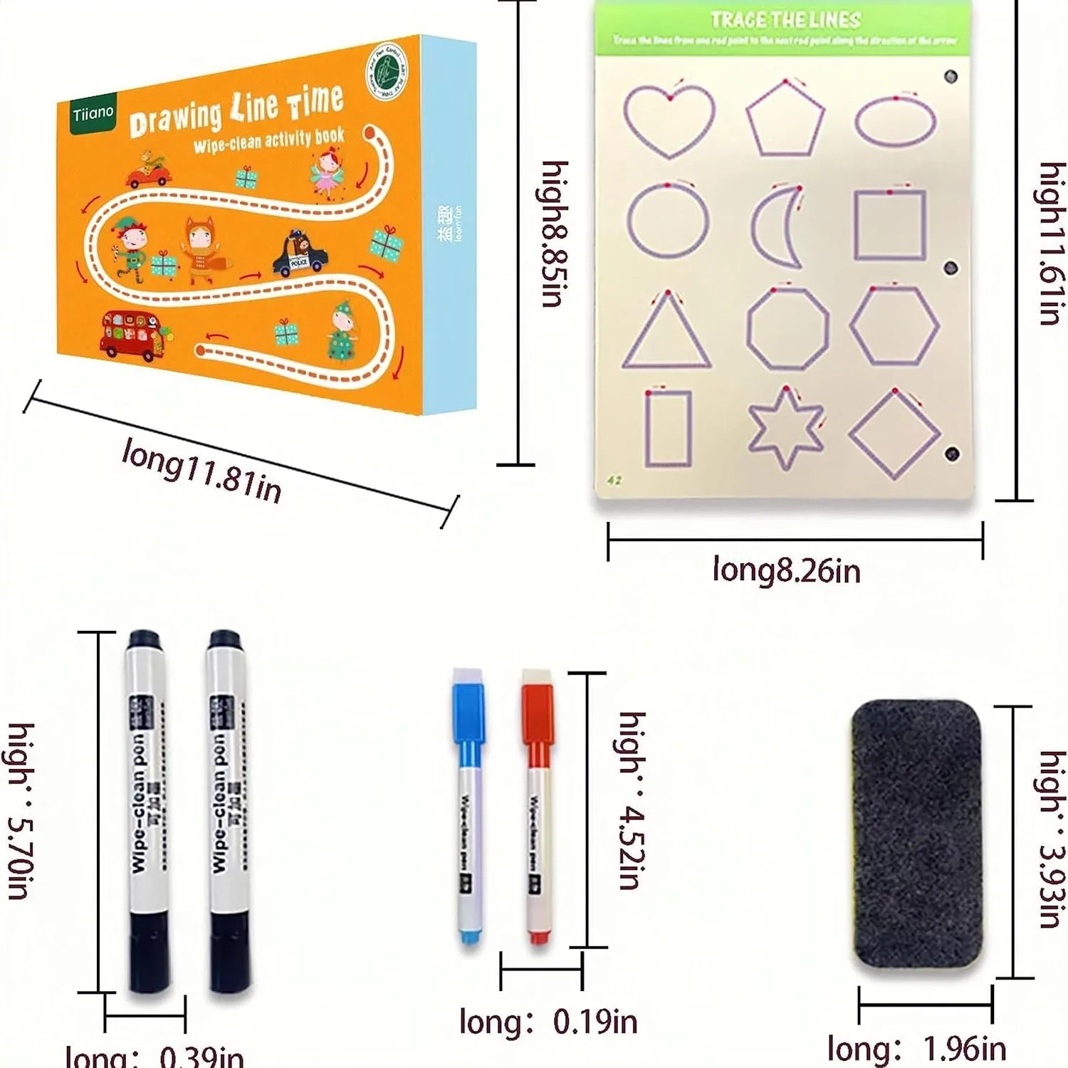 Tiiano Preschool Learning Activities for 2 Year Olds Toddler with 4 Dry Erase Markers for Preschool Classroom Montessori for 2 3 4 Years Kindergarten Workbooks