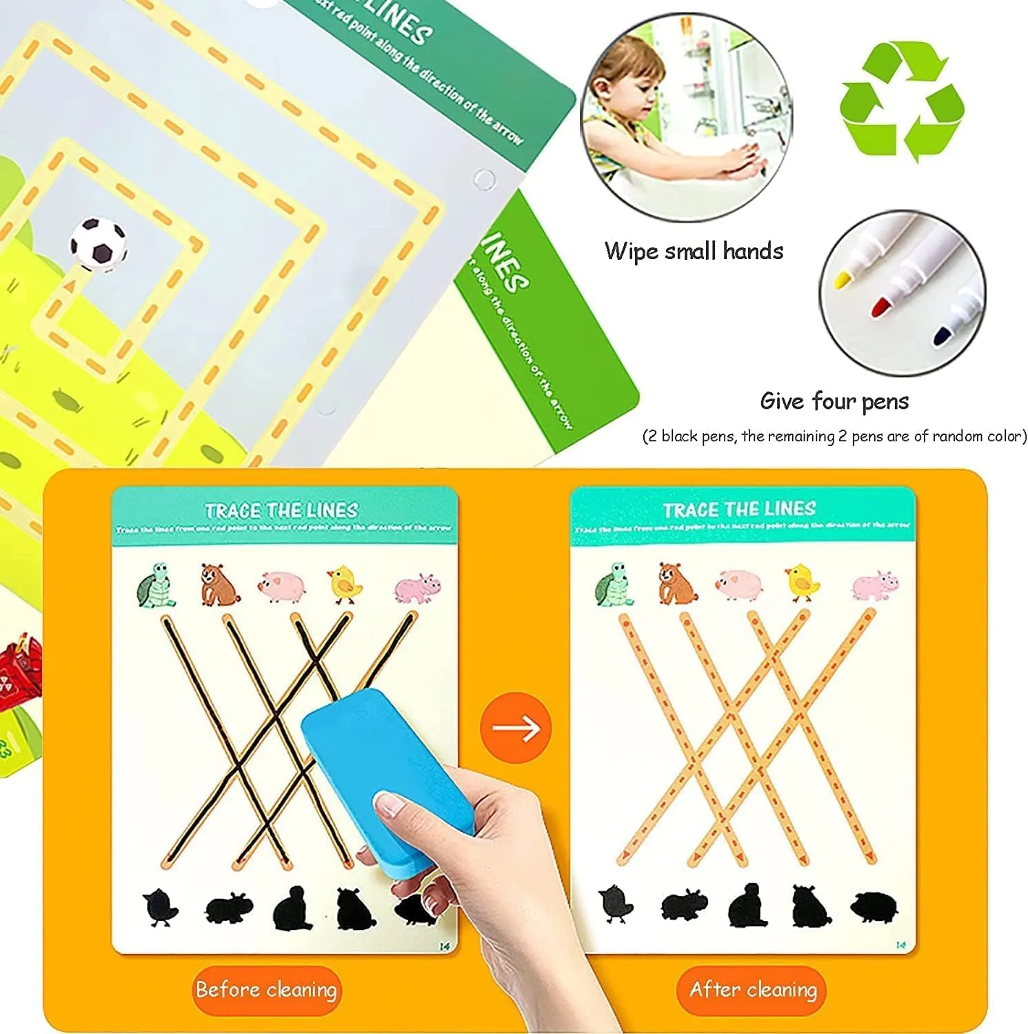 Tiiano Preschool Learning Activities for 2 Year Olds Toddler with 4 Dry Erase Markers for Preschool Classroom Montessori for 2 3 4 Years Kindergarten Workbooks