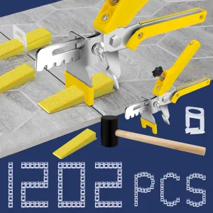 Tile Leveling System with Tile Plier and Rubber Mallet, 1000 Piece Tile Spacers Clips and 200 Piece Reusable Wedges, Tile Leveler Tool Set for Tile and Stone Installation (1/8 Inch)