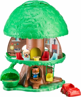 Timber Tots: The Magic Tree House - 16pc Nature Playset, 2 Animal Figurines, Toy Car & Furniture Accessories, Pop-Up Room Reveal, Kids-Toddlers 18Mo 