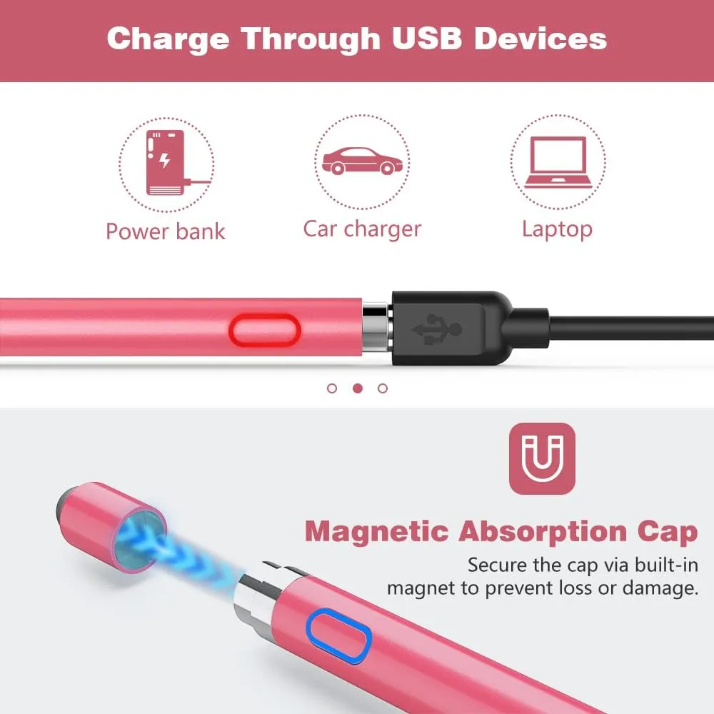 TiMOVO Stylus Pen for iPad 11th/10th/9th/8th/7th Generation, 20Hrs Work Palm Rejection iPad Pen Compatible with iPad Air 11"/13"(M3/M2)/5th/4th, Mini 6th/5th High Precise iPad Pencil 1st Gen, Pink