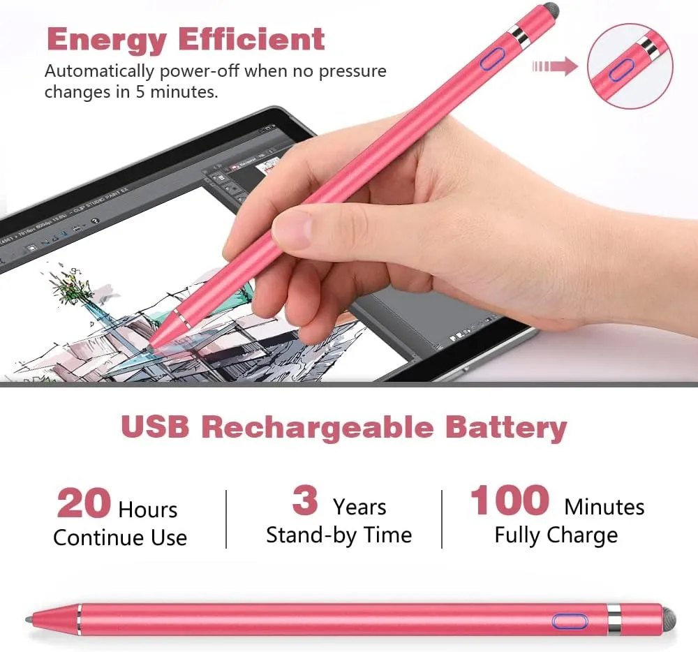 TiMOVO Stylus Pen for iPad 11th/10th/9th/8th/7th Generation, 20Hrs Work Palm Rejection iPad Pen Compatible with iPad Air 11"/13"(M3/M2)/5th/4th, Mini 6th/5th High Precise iPad Pencil 1st Gen, Pink