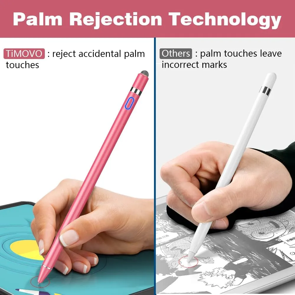 TiMOVO Stylus Pen for iPad 11th/10th/9th/8th/7th Generation, 20Hrs Work Palm Rejection iPad Pen Compatible with iPad Air 11"/13"(M3/M2)/5th/4th, Mini 6th/5th High Precise iPad Pencil 1st Gen, Pink