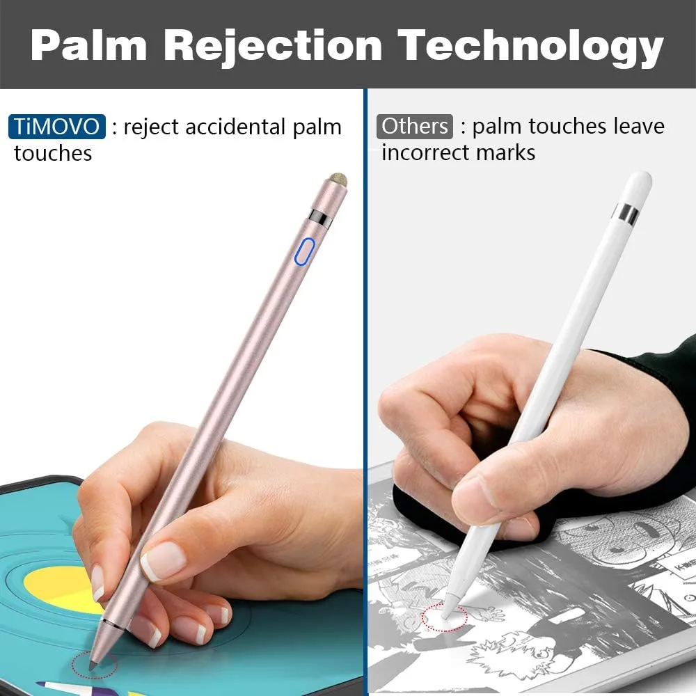TiMOVO Stylus Pen for iPad 11th/10th/9th/8th/7th Generation, 20Hrs Work Palm Rejection iPad Pen Compatible with iPad Air 11"/13"(M3/M2)/5th/4th, Mini 6th/5th High Precise iPad Pencil 1st Gen,Rose Gold