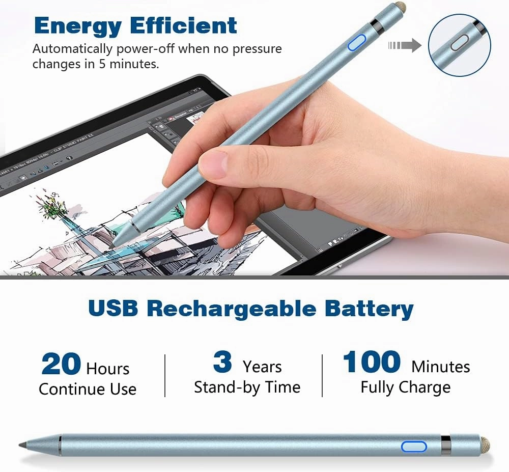 TiMOVO Stylus Pen for iPad 11th/10th/9th/8th/7th Generation, 20Hrs Work Palm Rejection iPad Pen Compatible with iPad Air 11"/13"(M3/M2)/5th/4th, Mini 6th/5th High Precise iPad Pencil 1st Gen, Sky Blue