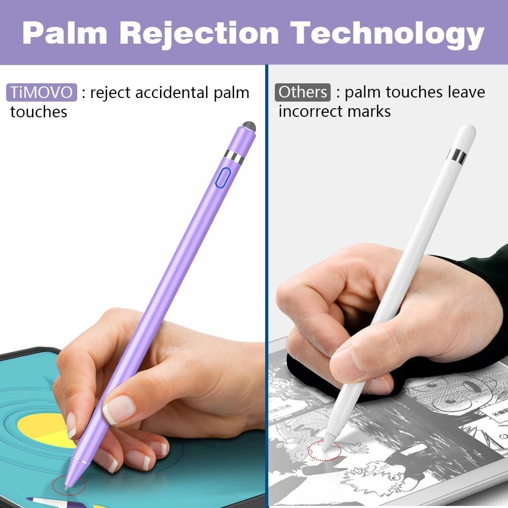 TiMOVO Stylus Pen for iPad, Apple Pencil for 2018-2024 iPad Pro, Air, Mini Precise Writing Drawing Palm Rejection, Purple