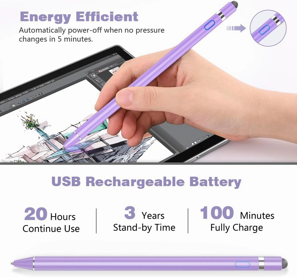 TiMOVO Stylus Pen for iPad, Apple Pencil for 2018-2024 iPad Pro, Air, Mini Precise Writing Drawing Palm Rejection, Purple