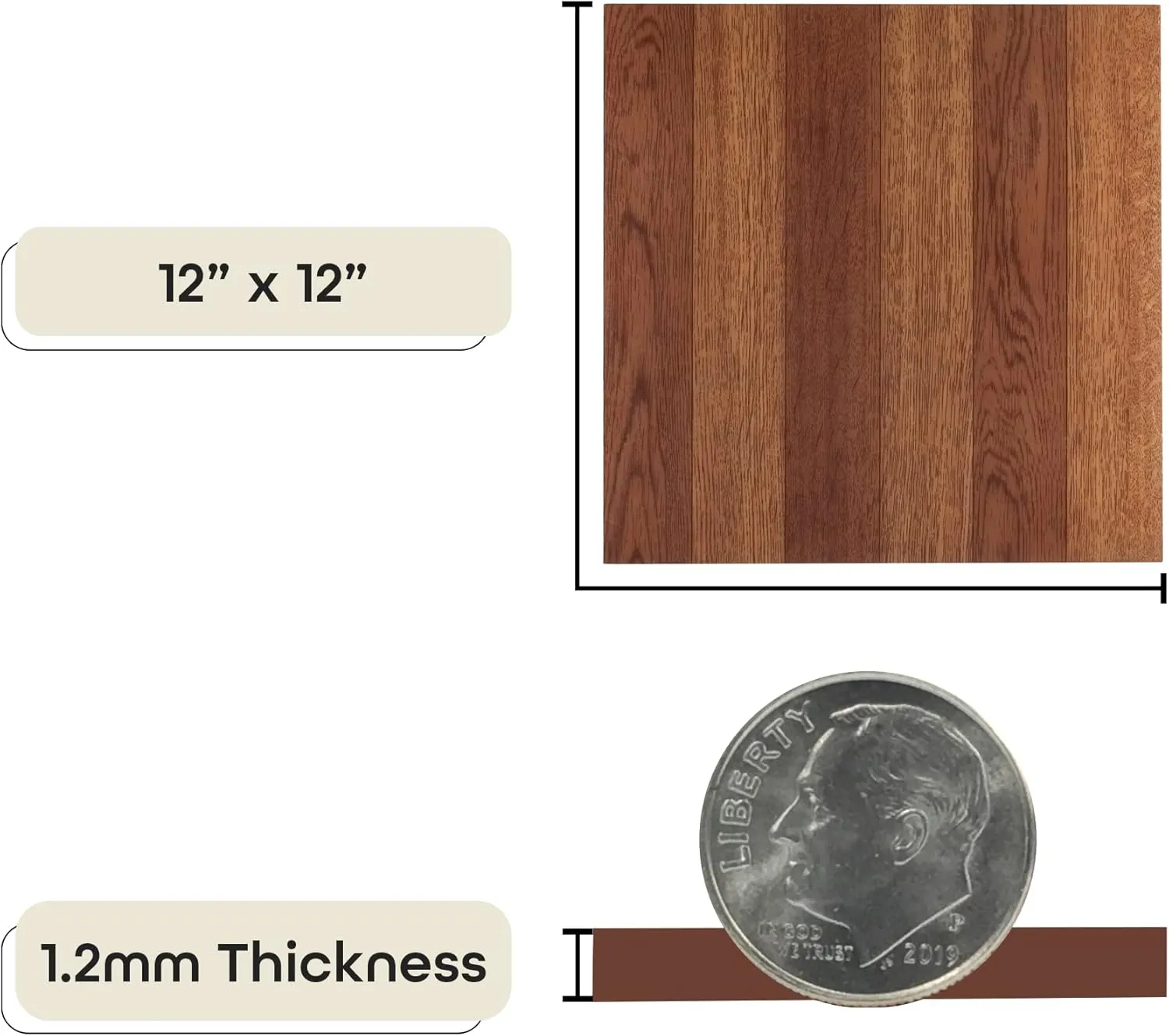 Tivoli Self Adhesive Vinyl Floor Tiles, 45 Tiles - 12" x 12", Medium Oak Plank-Look - Peel & Stick, DIY Flooring for Kitchen, Dining Room, Bedrooms, Basements & Bathrooms by Achim Home Decor