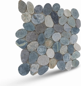 Toba Sliced Pebble Mosaic, Tumbled Stone Backsplash Tiles for Kitchen Walls, Shower and Bathroom Floors, and Outdoor Areas (12" X 12")