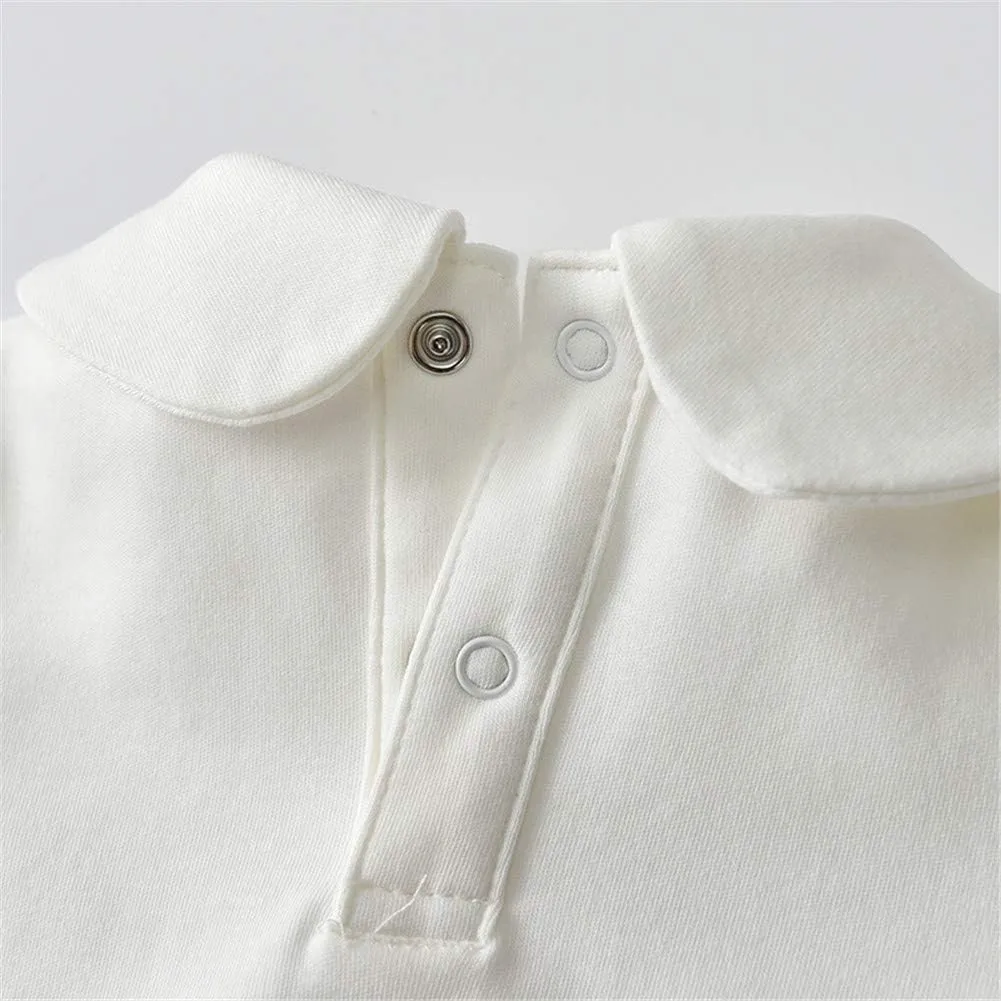 Toddler Kids Girls Boys Basic Peter Pan Collar Tee Shirt T-Shirts Tops Bottom Long Sleeve Solid Blouse