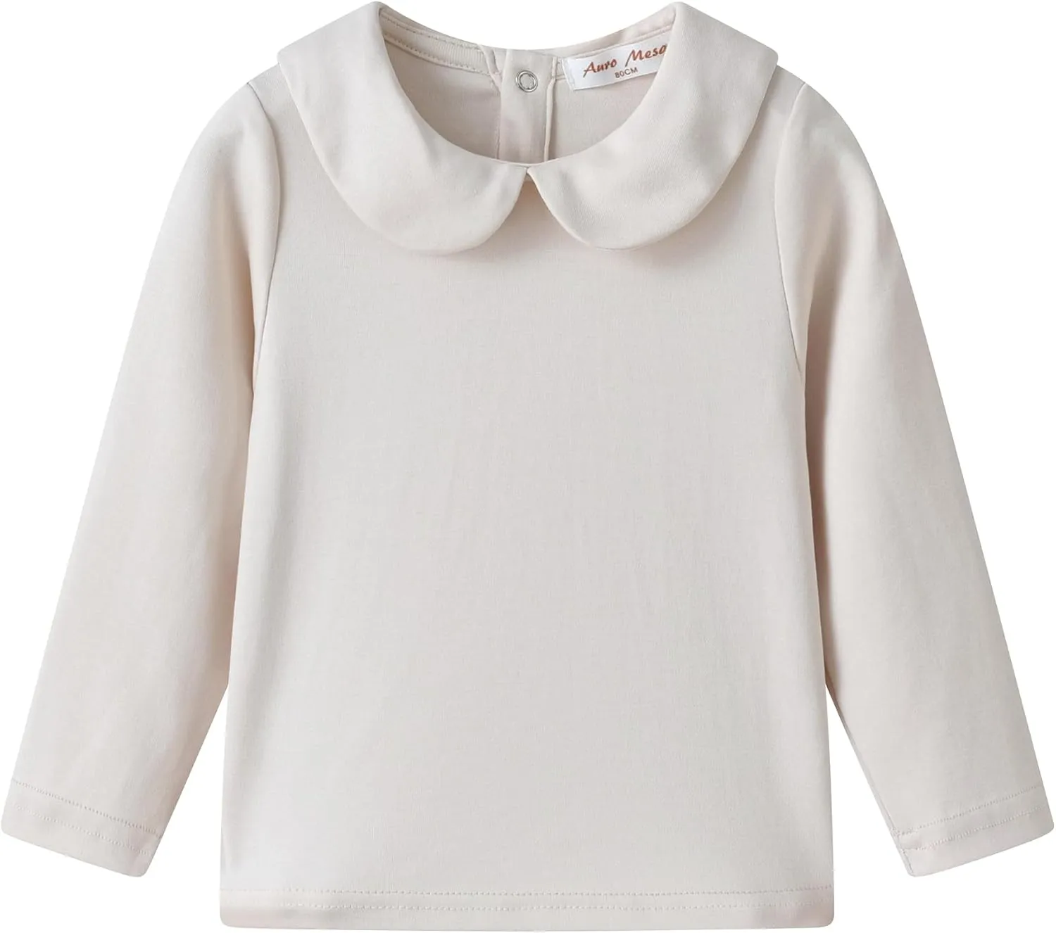 Toddler Kids Girls Boys Basic Peter Pan Collar Tee Shirt T-Shirts Tops Bottom Long Sleeve Solid Blouse