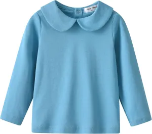 Toddler Kids Girls Boys Basic Peter Pan Collar Tee Shirt T-Shirts Tops Bottom Long Sleeve Solid Blouse