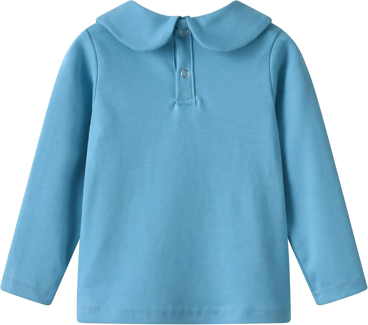 Toddler Kids Girls Boys Basic Peter Pan Collar Tee Shirt T-Shirts Tops Bottom Long Sleeve Solid Blouse