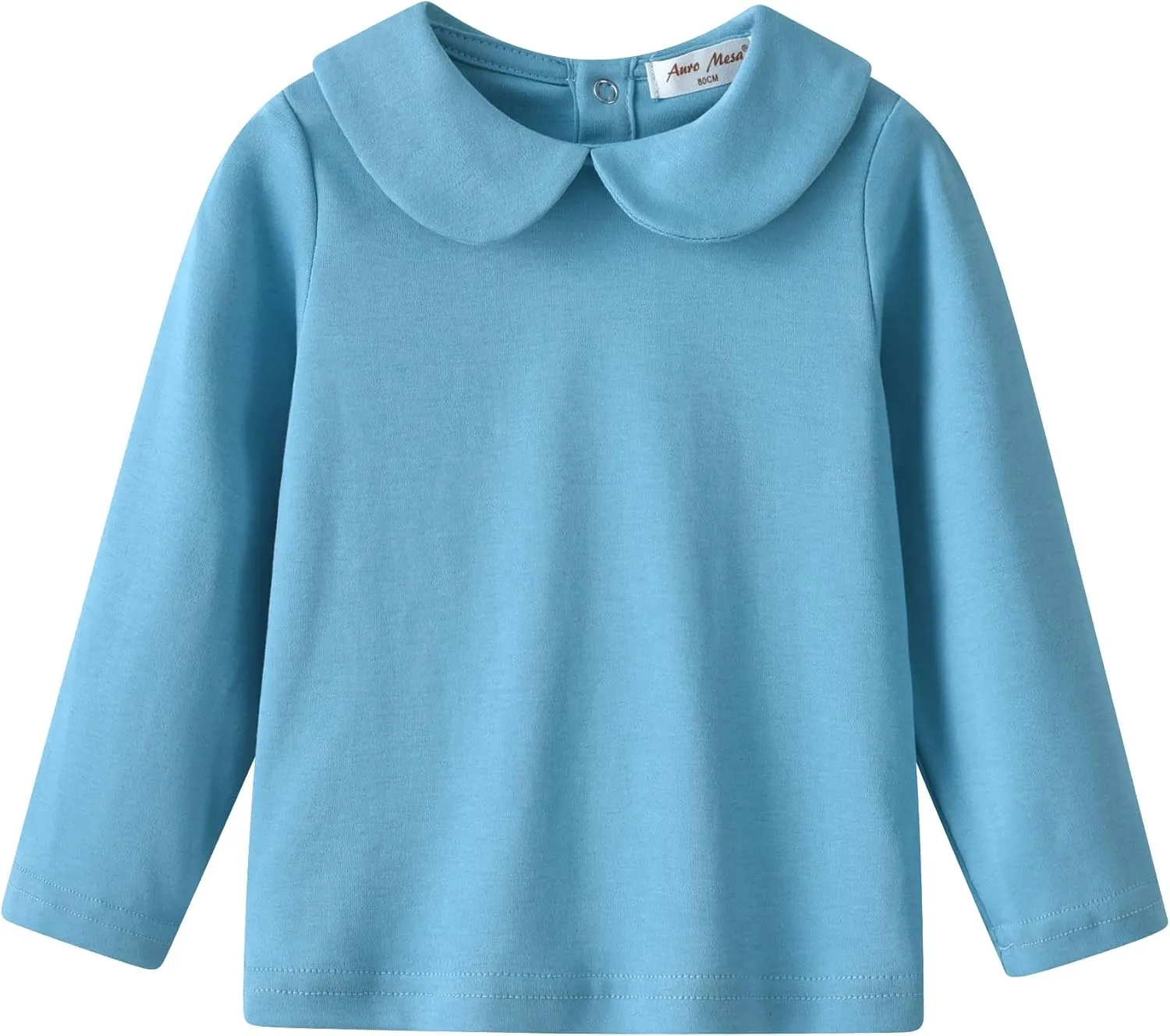 Toddler Kids Girls Boys Basic Peter Pan Collar Tee Shirt T-Shirts Tops Bottom Long Sleeve Solid Blouse