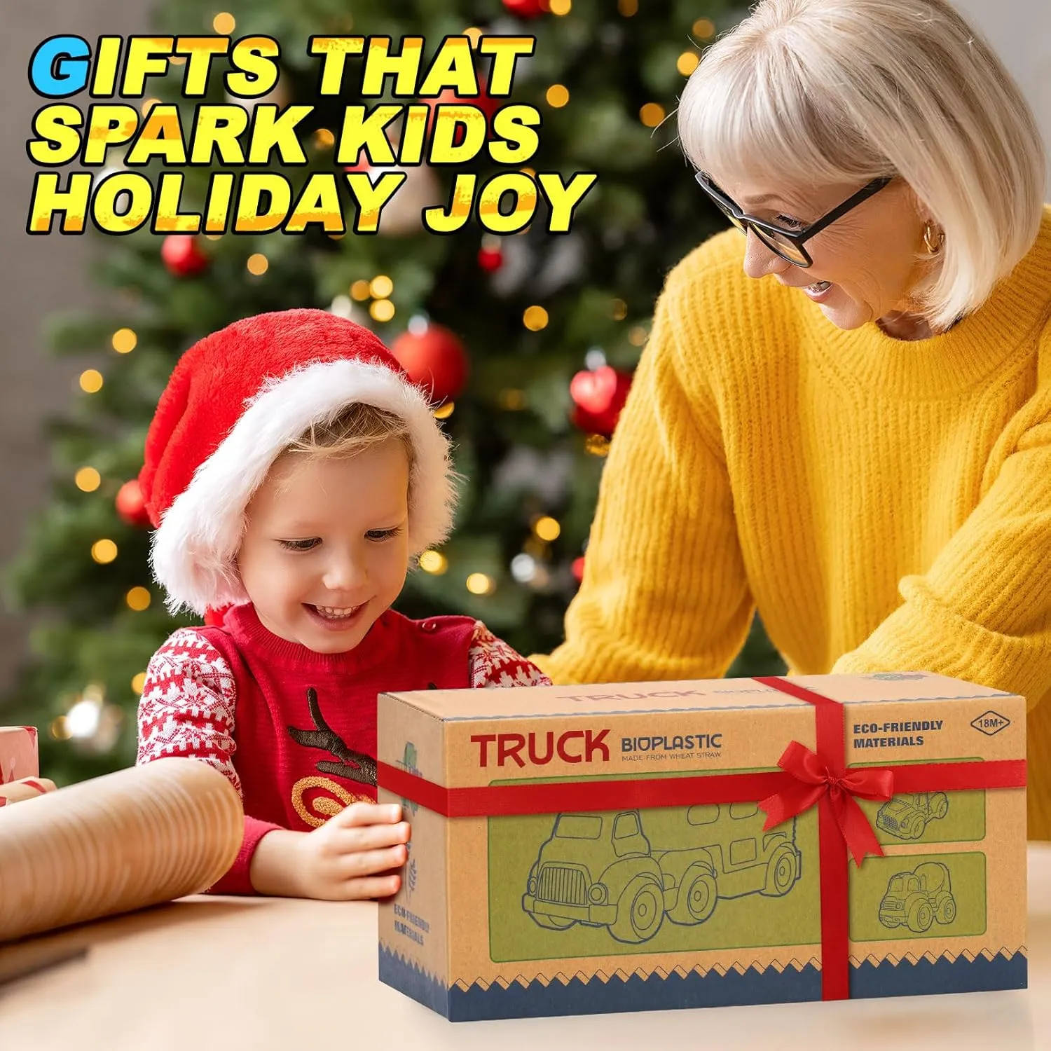 Toddler Toys for 1 2 3 4 Year Old Boys, Wheat Straw Toy Cars, No BPA Dump Truck, Mixer Cement, 3 in 1 Transport Carrier Trucks for Toddlers 2-4, Music Light Learning Toy, Easter Birthday Gift for Kids