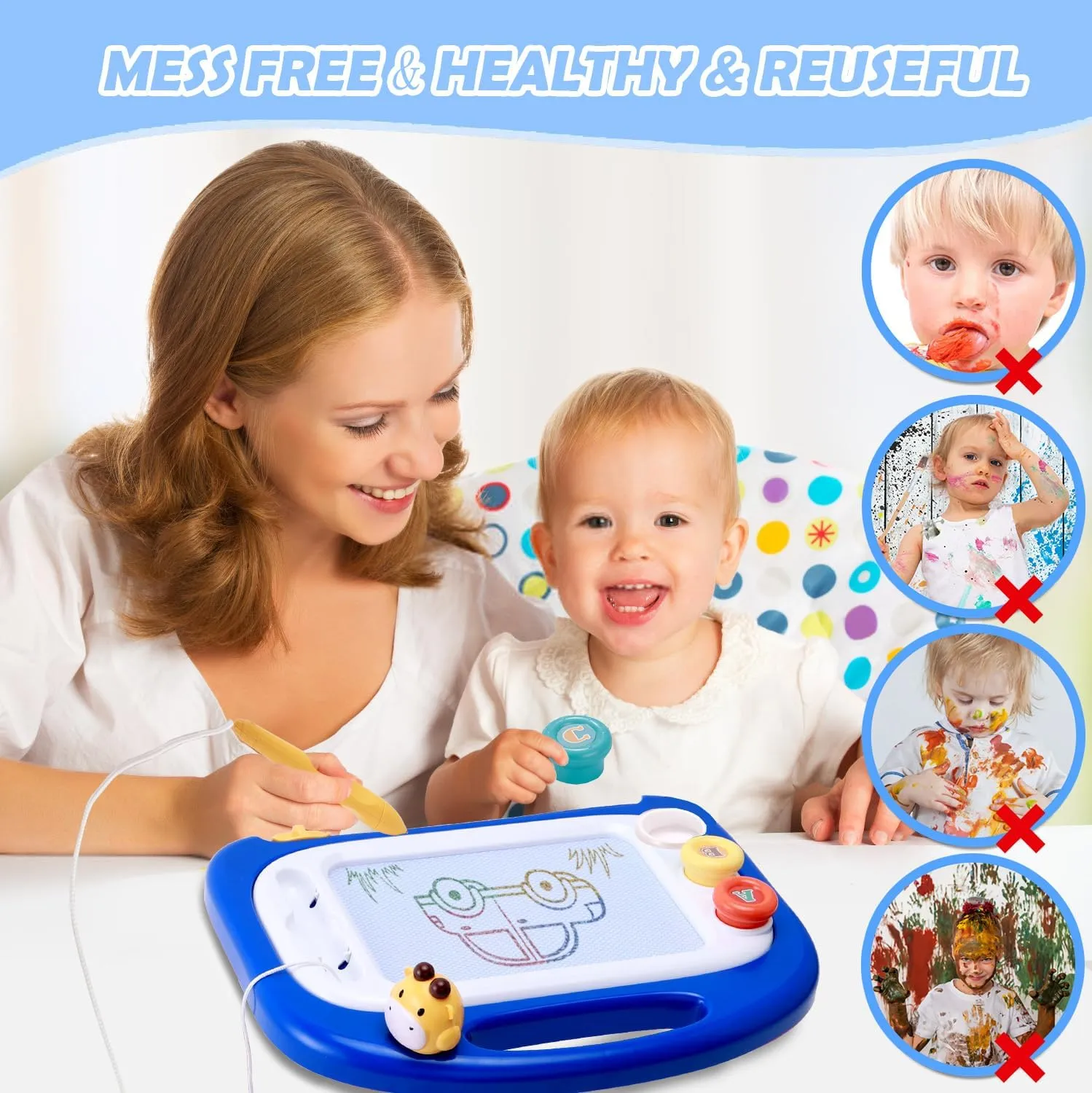Toddler Toys, Magnetic Drawing Doodle Board Etch A Pad Sketch, Toddler Boy Toys for Educational Learning of Age 1-3 Boys & Girls Birthday Christmas Gifts