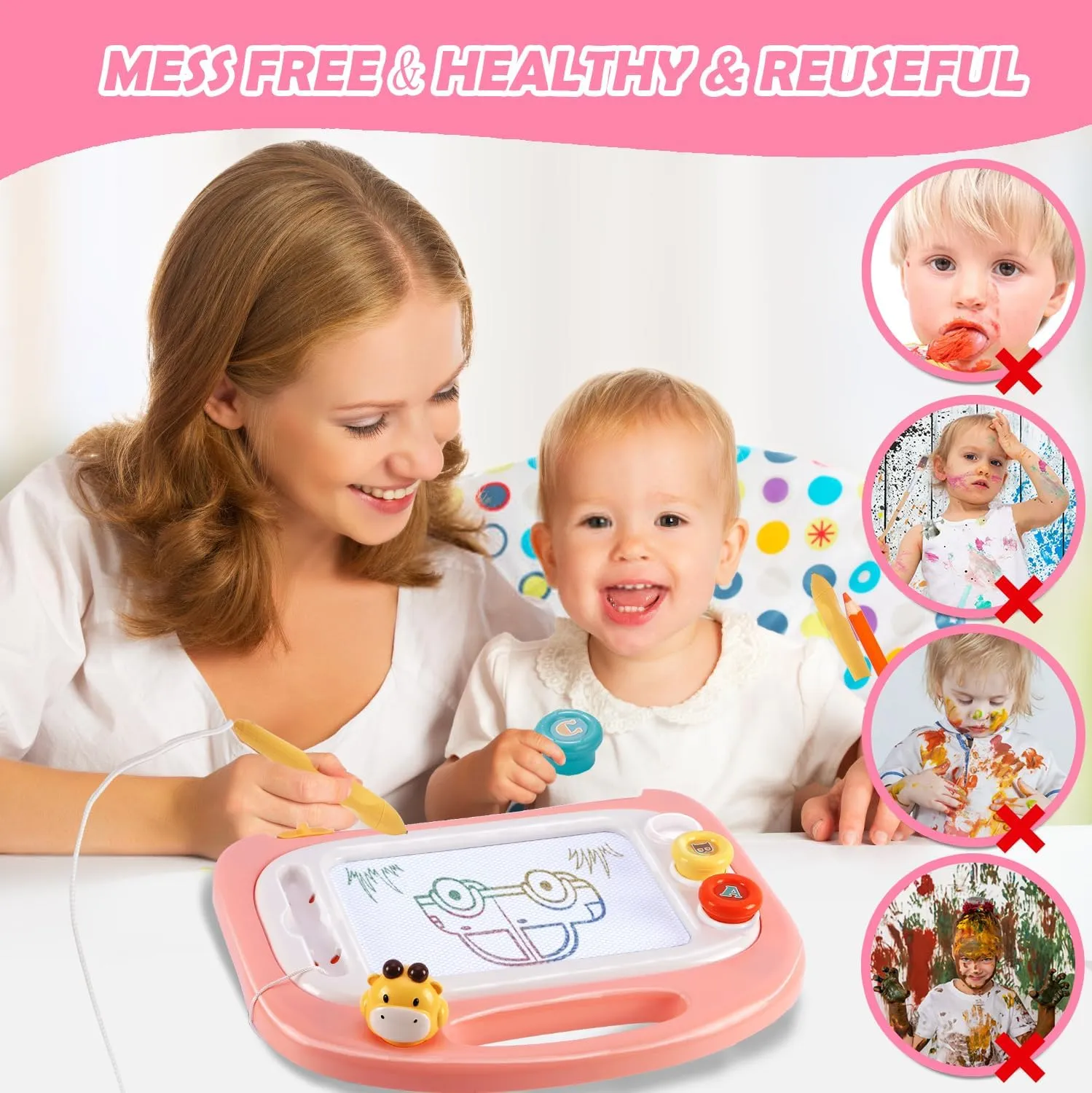 Toddler Toys, Toys for Girls, Magnetic Drawing Doodle Board Kids Toys Etch A Pad Sketch,Toddler Girl Toys for Educational Learning of Age 2 3 4 Girls Birthday Christmas Gifts