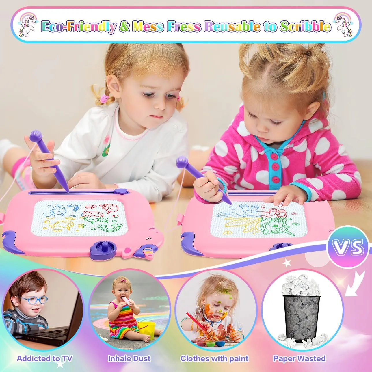 Toddler Toys,Magnetic Drawing Board Baby Toys for 18 Months,Toddler Girl Boy Toys Writing Doodle Board,Learning Educational Kids Unicorn Toys for 18 Months Girls Boys Christmas Birthday Gifts