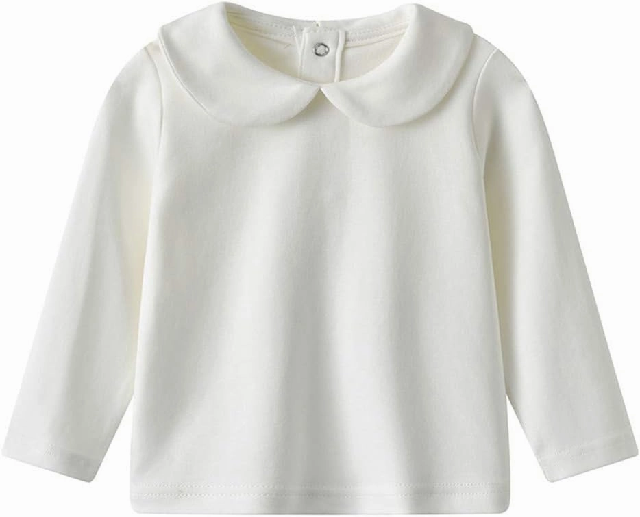 Toddler Kids Girls Boys Basic Peter Pan Collar Tee Shirt T-Shirts Tops Bottom Long Sleeve Solid Blouse
