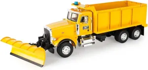 TOMY ERTL Big Farm 1:16 Scale Peterbilt Snow Plow Truck with Dump Box Toy for Kids, Yellow, 3 Years and Up
