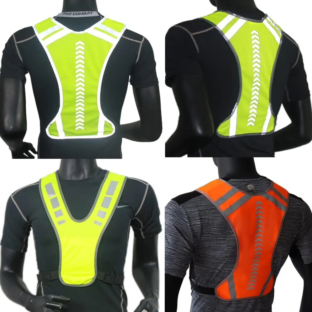 TopTie Customized Reflective Running Vest Gear with Pocket, Safety Reflective Vest for Night Cycling Walking Bicycle