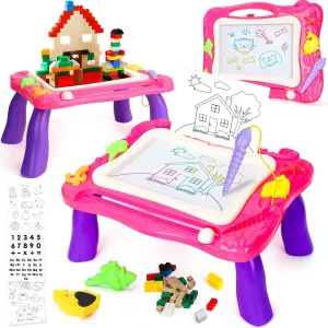 TOY Life Magnetic Drawing Board for Toddlers 1-3 Magnetic Doodle Board for Toddlers Drawing Table for Kids with Toy Building Blocks Doodle Board for Toys for Kids Xmas Christmas Gifts for Toddlers