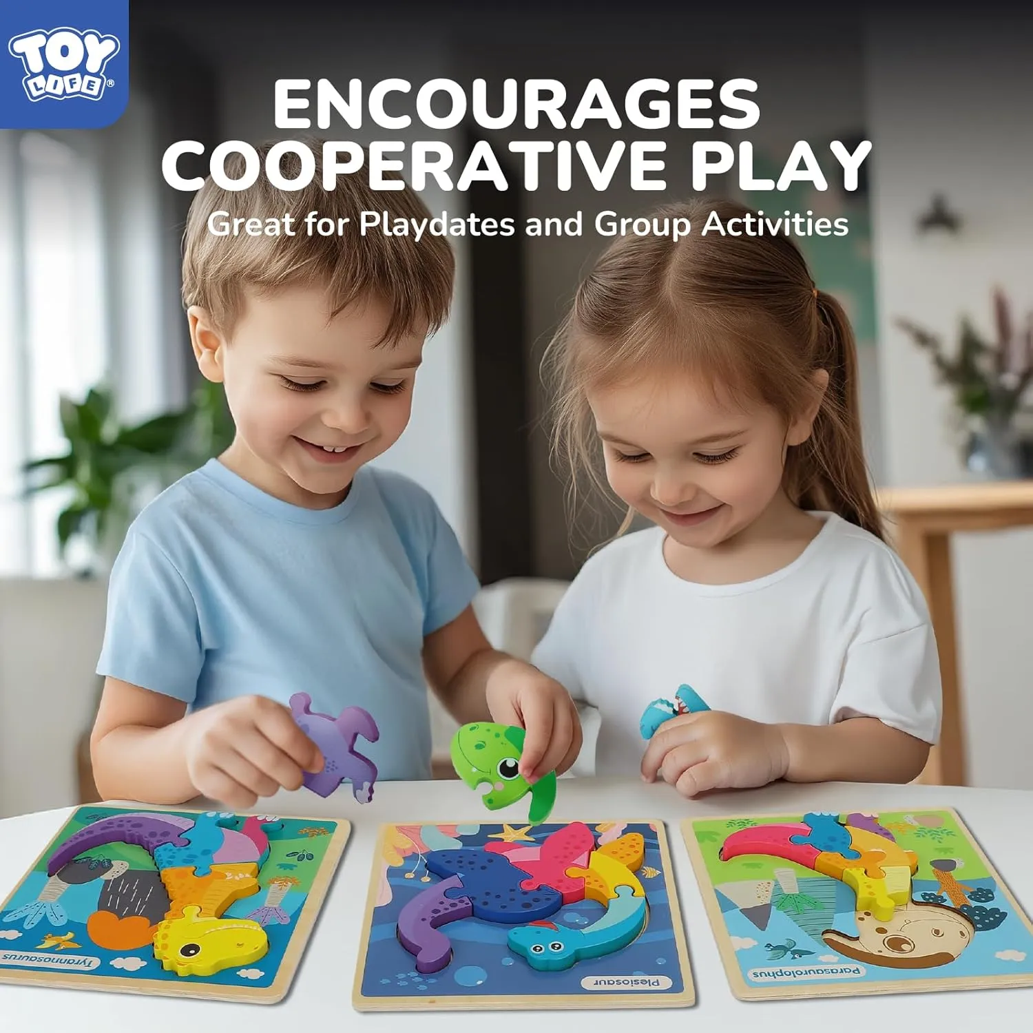 TOY Life Wooden Puzzles for Toddlers 2-4, 6 Pack Dinosaurs Puzzles for Toddler 1-3, Kids Montessori Toys for 1 2 3 Year Old, Educational Toys for Boys Girls Age 2 3 4 5, Baby Learning Toy Gifts