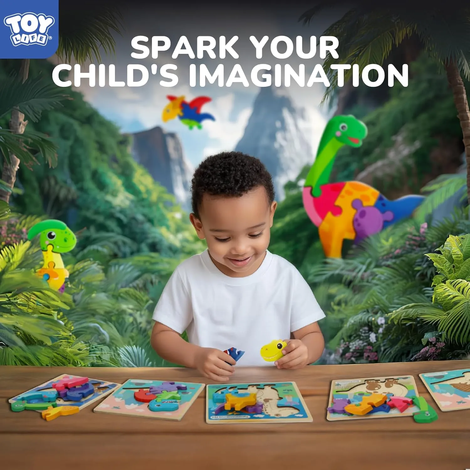 TOY Life Wooden Puzzles for Toddlers 2-4, 6 Pack Dinosaurs Puzzles for Toddler 1-3, Kids Montessori Toys for 1 2 3 Year Old, Educational Toys for Boys Girls Age 2 3 4 5, Baby Learning Toy Gifts