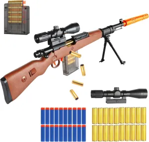 Toy Sniper Rifle Gun with Shell Ejecting Mechanism, Spring-Powered Pump Action, Realistic Design for Outdoor Shooting Games & Collectors, Safe Foam Bullets for Kids Ages 8 