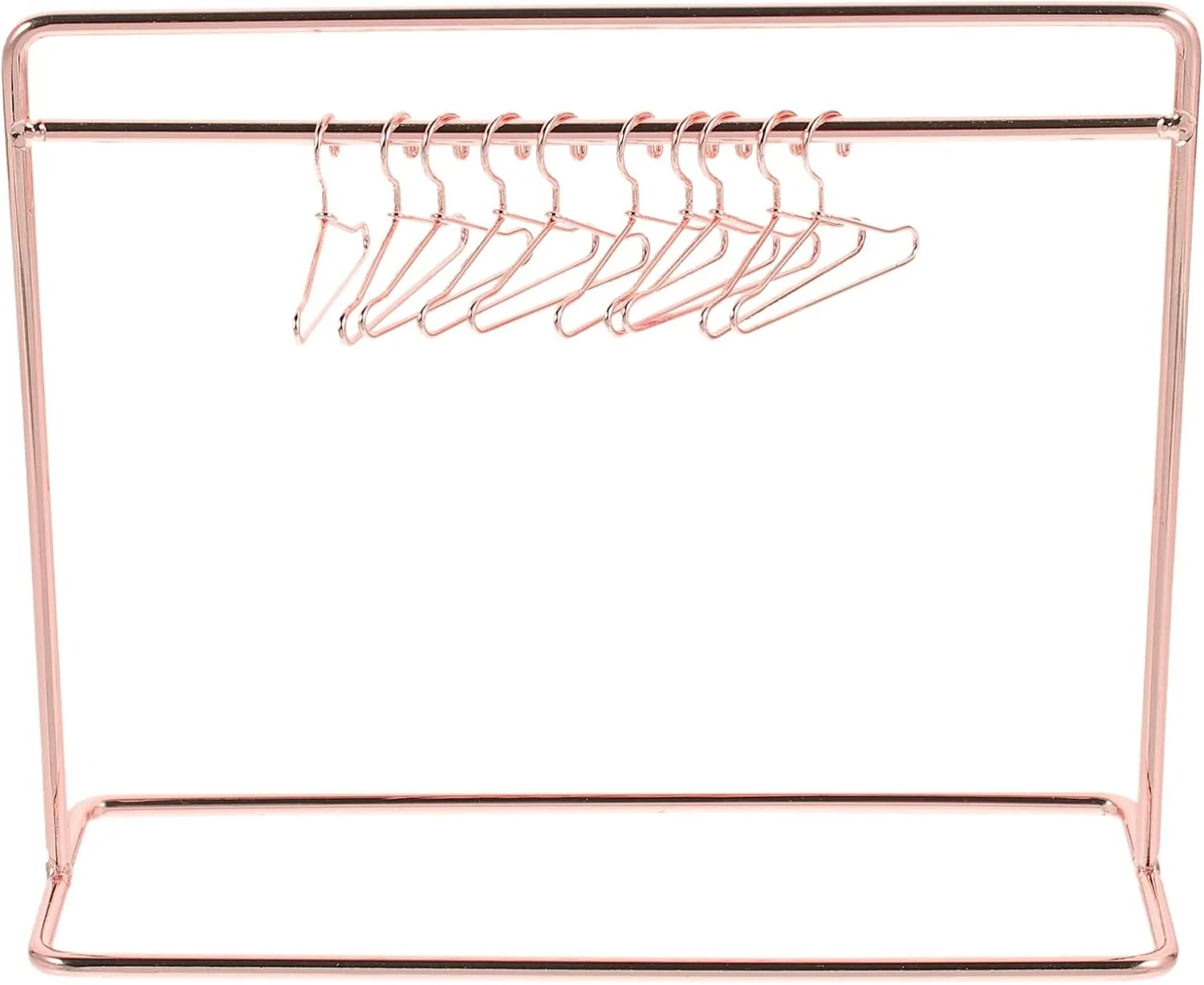 TOYANDONA Baby Clothes Kids Hangers Doll Garment Rack with Hangers Set Include Miniature Clothes Rack 10pcs Mini Metal Doll Clothes Hangers for Dress Outfit Gown Rose Gold Baby Clothes Kids Hangers
