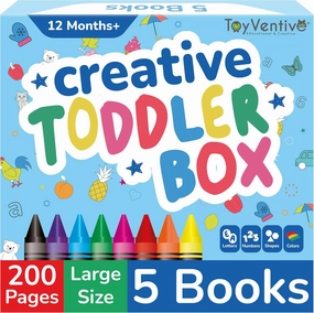 TOYVENTIVE Toddler Coloring Books & Crayons, Toys & Birthday Gifts for 1 ,2,3,4 Years Old Boys, Toddlers & Preschoolers Age One,Two,Three,Four yr Olds