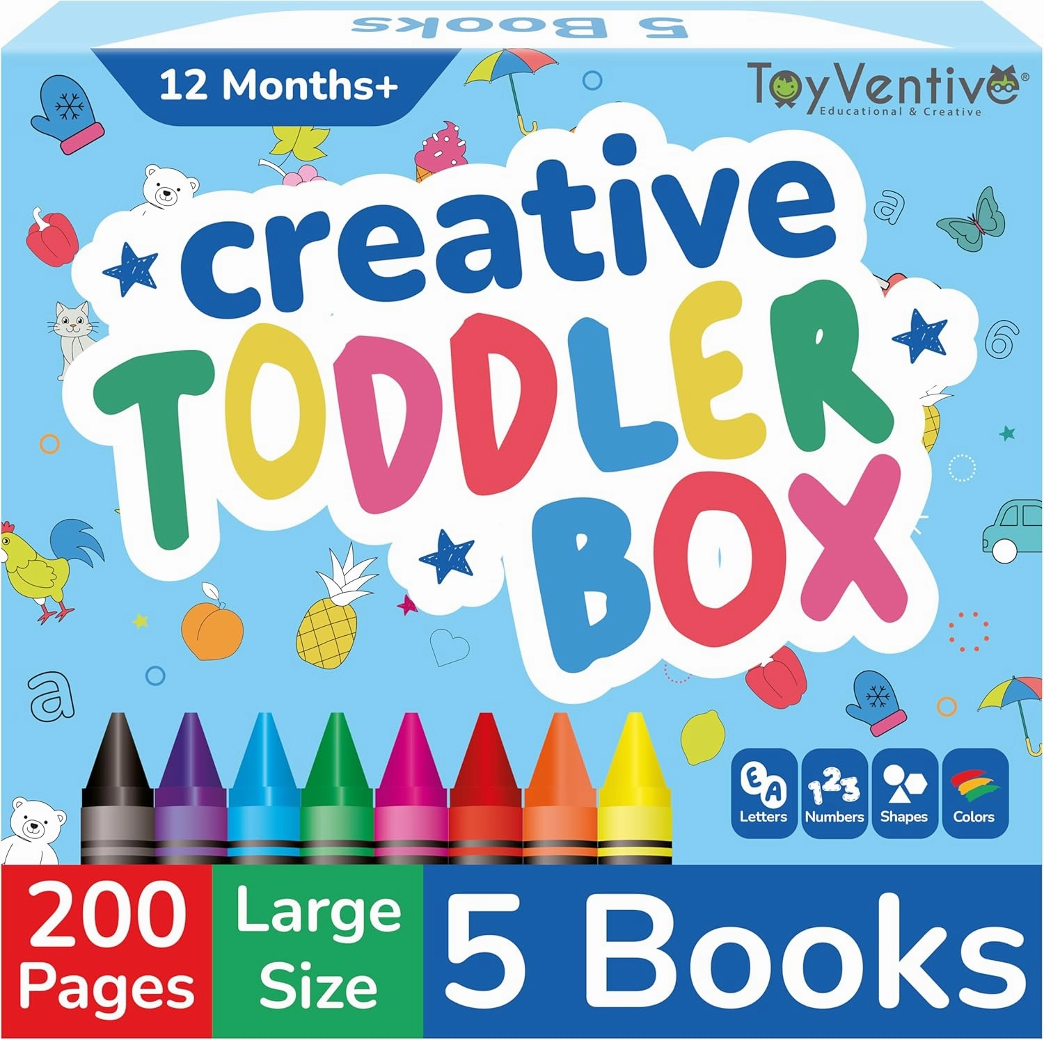 TOYVENTIVE Toddler Coloring Books & Crayons, Toys & Birthday Gifts for 1 ,2,3,4 Years Old Boys, Toddlers & Preschoolers Age One,Two,Three,Four yr Olds