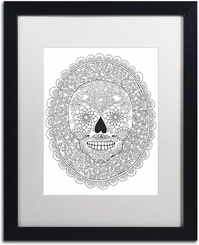 Trademark Fine Art ALI2811-B1620MF Candy Skull by Hello Angel, White Matte, Black Frame 16x20-Inch, 16x20