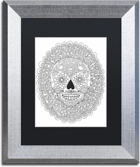 Trademark Fine Art ALI2811-S1114BMF Candy Skull by Hello Angel, Black Matte, Silver Frame 11x14-Inch, 11x14