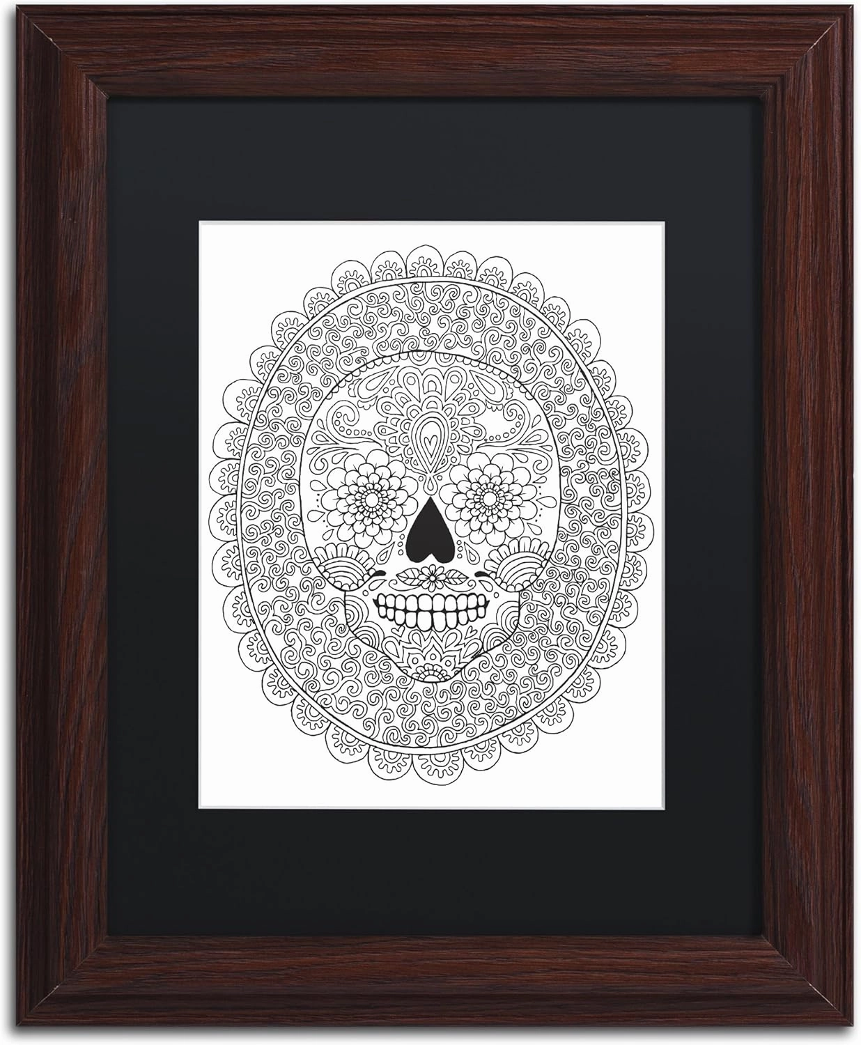 Trademark Fine Art ALI2811-W1114BMF Candy Skull by Hello Angel, Black Matte, Wood Frame 11x14-Inch, 11x14