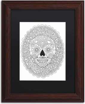 Trademark Fine Art ALI2811-W1114BMF Candy Skull by Hello Angel, Black Matte, Wood Frame 11x14-Inch, 11x14