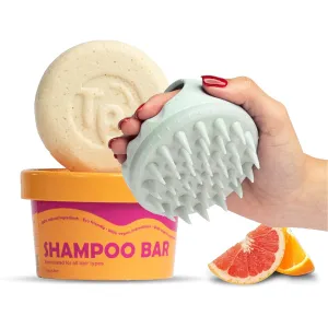 Tree Bottle Hair Care Bundle – Organic Citrus Shampoo Bar & Sustainable Scalp Massager – Gentle Cleanse, Frizz Control, Exfoliation, and Circulation Boost for All Hair Types – Travel-Friendly