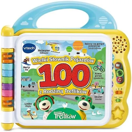 Trefl, Vtech - Great Dictionary of Vehicles with Trefliks Family - Interactive Bilingual Toy: Polish and English, Educational Book, Fun and Learning, Toy for Children from 18 Months