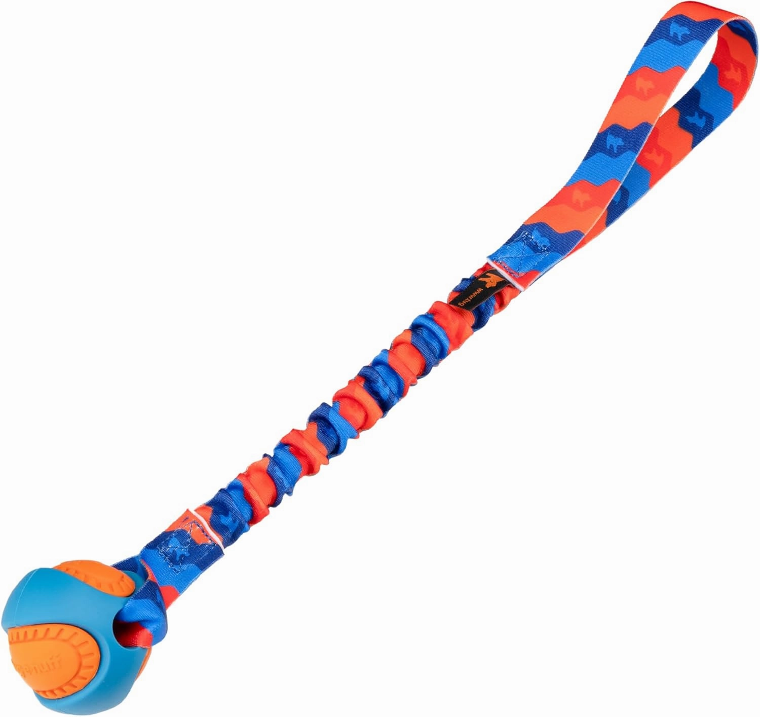 Tug-E-Nuff - PowerBall Bungee Tug | Shock Absorbing Bungee Handle | Durable Ball Toy for Dogs | Ideal for Interactive Dog Training and Dogs of All Ages | 43cm (17inches) in Size